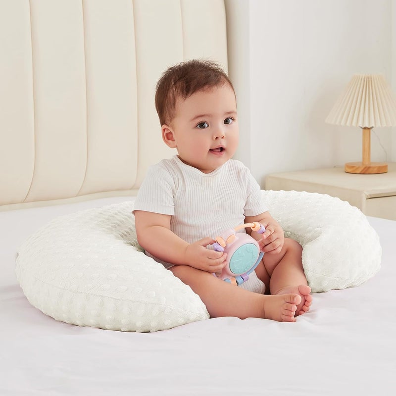 ANHEBEIBEI Nursing Pillow for Bottle and Breastfeeding, Ergonomic Comfort Nursing Essentials for Mom and Baby, Feeding Support Pillow with Removable Cover, Easier and Healthier Nursing (White) - Image 1